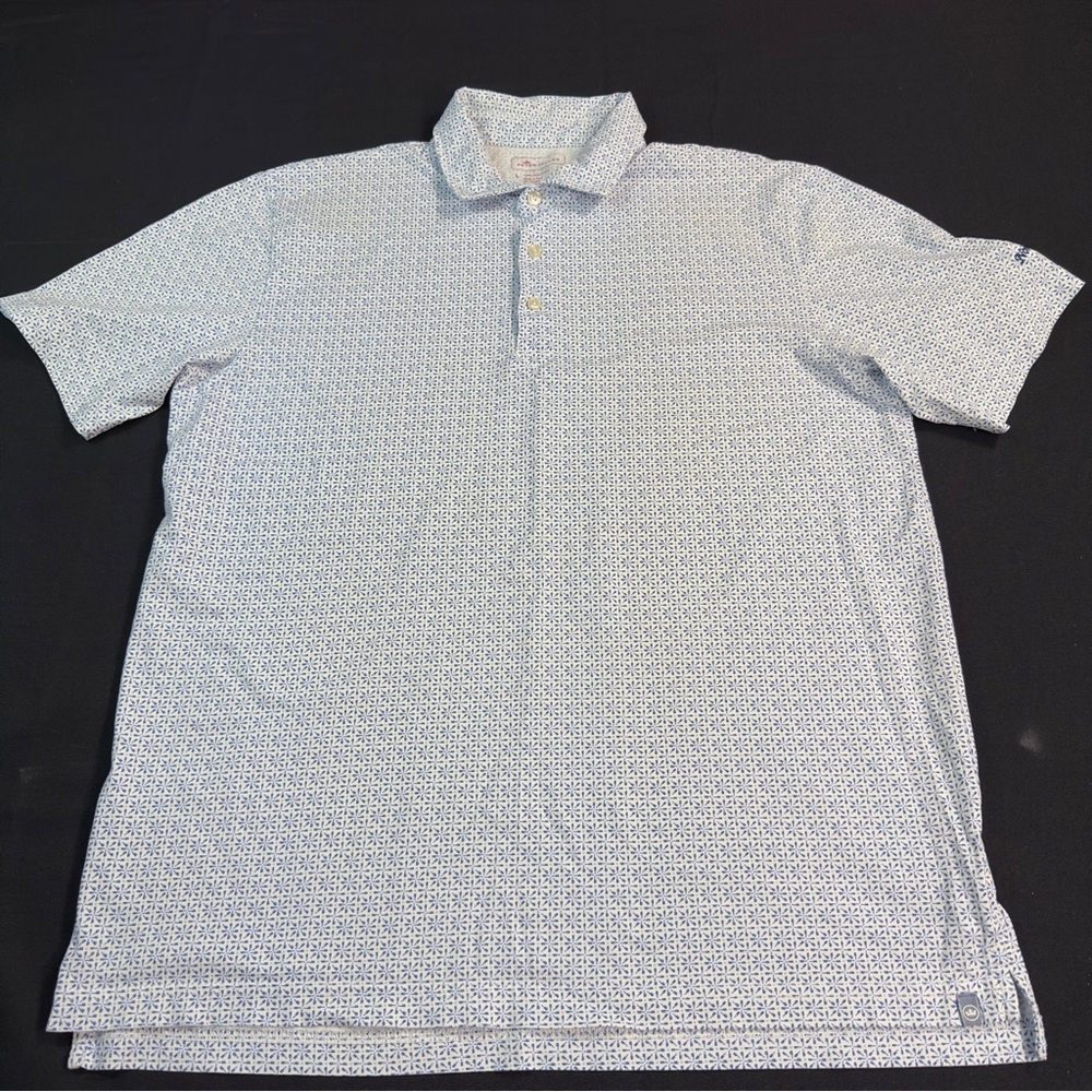 Peter Millar Mens Polo Shirt Pima Geo Short Sleeve Performance Golf
